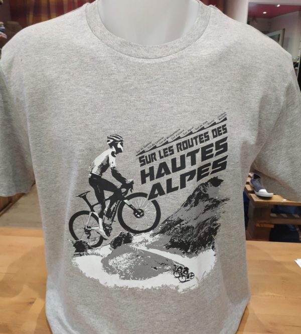 Tshirt routes Hautes Alpes gris coton bio