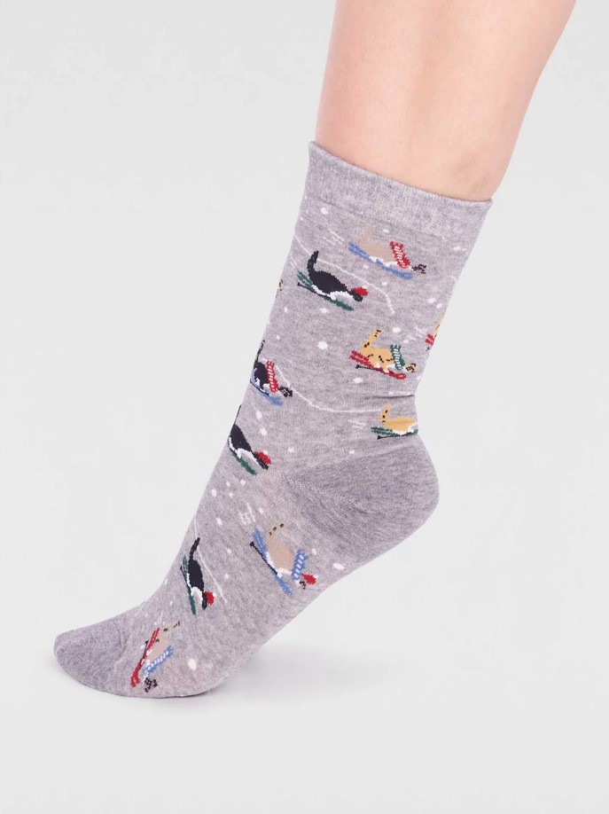 chaussettes chat ski gris thought