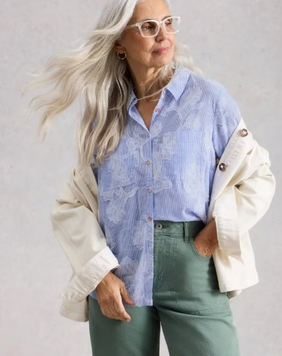 Blouse Sophie bleu rayée coton bio White Stuff