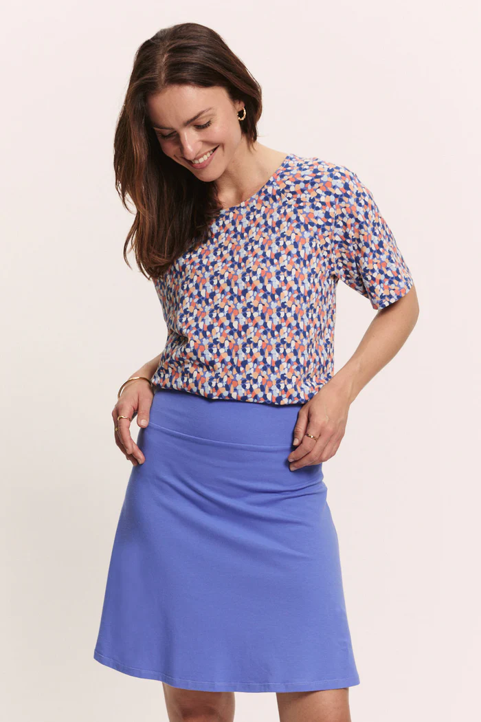 Jupe minirock bleu lavande coton bio Tranquillo