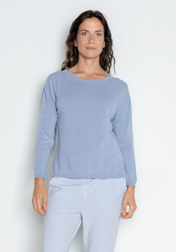 Pull maille bleu Pou Nou coton bio