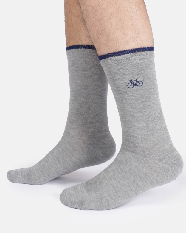 chaussettes bambou motif vélo brodé Woolovers