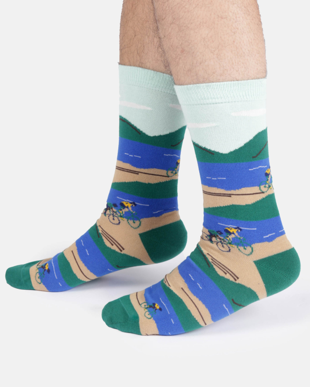 chaussettes vélo en campagne coton biologique Thought