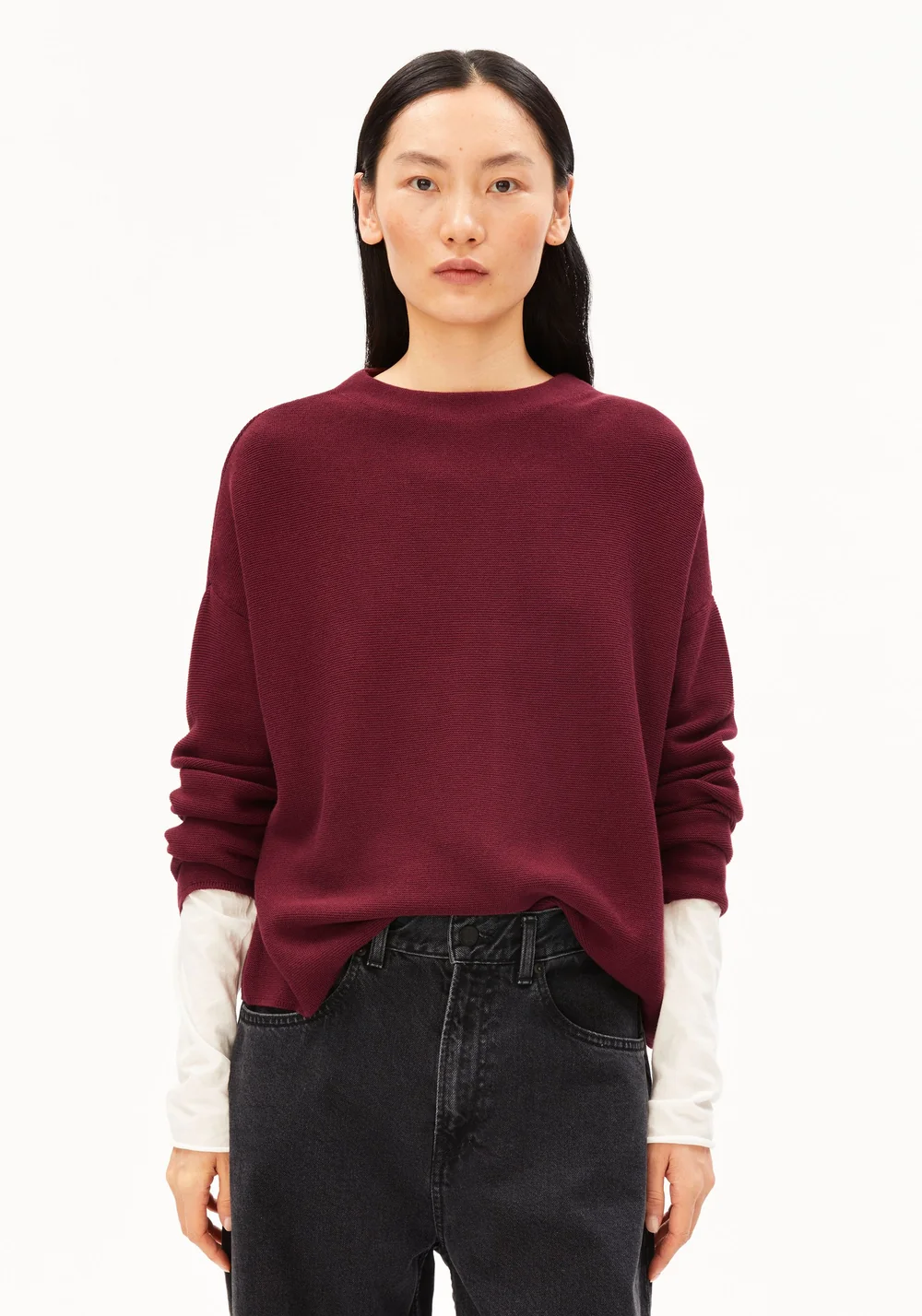 sweat Merinaa coton bio bordeaux Armedangels